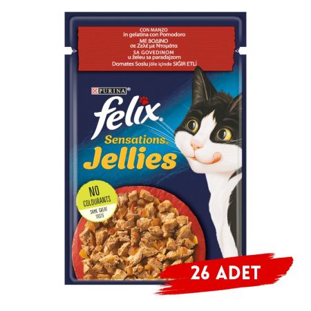 Felix Sığır Etli ve Domatesli Yaş Kedi Maması 85 Gr X 26 Adet