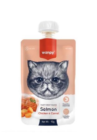 Wanpy Somonlu Tavuklu ve Havuçlu Sıvı Kedi Ödülü 90 Gr