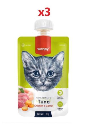 Wanpy Ton Balıklı Tavuklu ve Havuçlu Sıvı Kedi Ödülü 90 Gr x 3 Adet