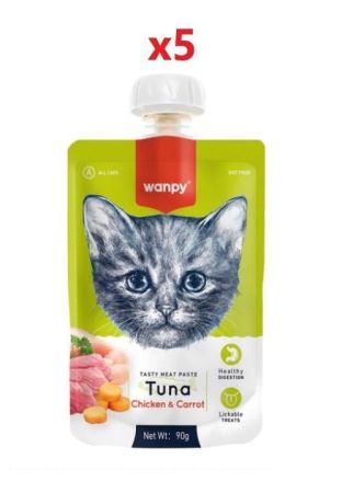 Wanpy Ton Balıklı Tavuklu ve Havuçlu Sıvı Kedi Ödülü 90 Gr x 5 Adet