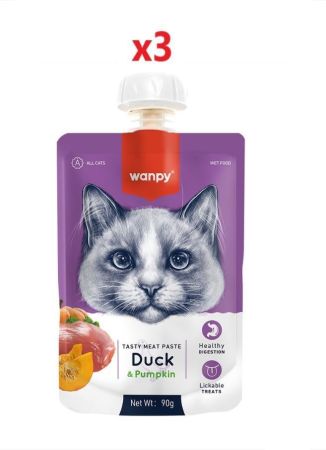 Wanpy Ördekli ve Bal Kabaklı Sıvı Kedi Ödülü 90 Gr x 3 Adet