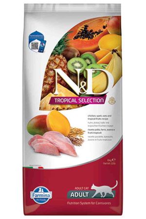 ND Tropical Selection Düşük Tahıllı Tavuklu ve Tropikal Meyveli Yetişkin Kedi Maması 10kg