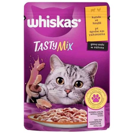 Whiskas Pouch Tasty Mix Kuzulu ve Hindili Yetişkin Kedi Konservesi 85 gr