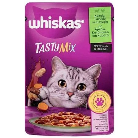 Whiskas Pouch Tasty Mix Kuzulu Havuçlu Kedi Maması 85 Gr