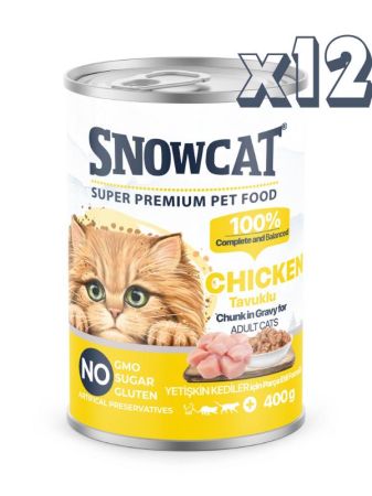 Snow Cat Premium Parça Etli Tavuklu Kedi Konservesi 12 Adet*400 G