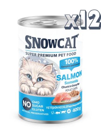 Snow Cat Premium Parça Etli Balıklı Kedi Konservesi 12 Adet*400 G