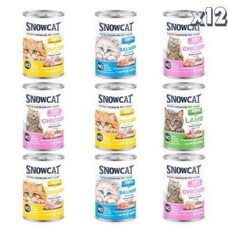 Snow Cat Premium Parça Etli Karışık Kedi Konservesi 12 Adet*400 G