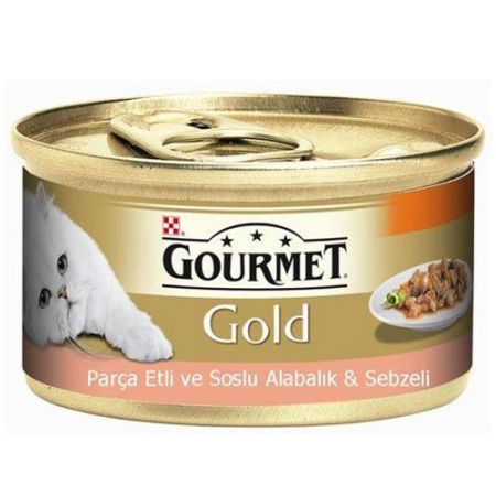 Gourmet Gold Parça Etli Soslu Alabalık Sebzeli Kedi Konservesi 24 Adet*85 Gr