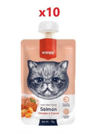 Wanpy Somonlu Tavuklu ve Havuçlu Sıvı Kedi Ödülü 90 Gr x 10 Adet