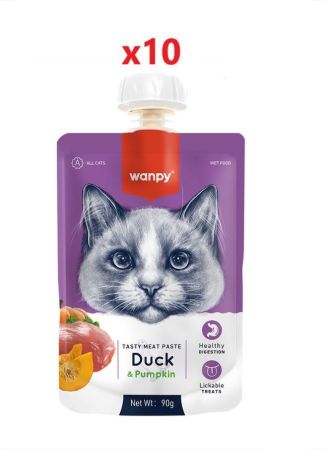 Wanpy Ördekli ve Bal Kabaklı Sıvı Kedi Ödülü 90 Gr x 10 Adet