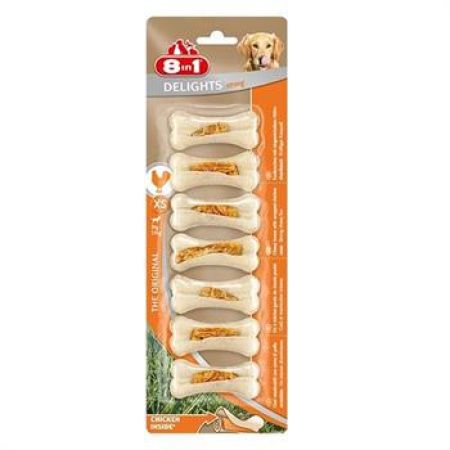 8in1 Delights Strong Tavuklu Press Kemik Küçük Irk Köpek Ödülü XS 140 Gr