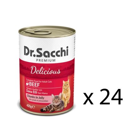 Dr. Sacchi Delicious Dana Etli Yetişkin Kedi Konservesi 400 g (24 Adet)