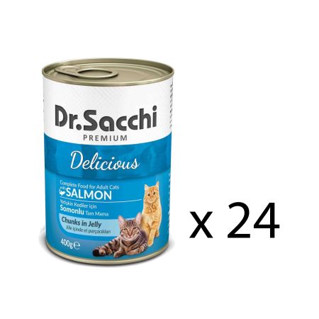 Dr. Sacchi Delicious Somonlu Yetişkin Kedi Konservesi 400 g (24 Adet)