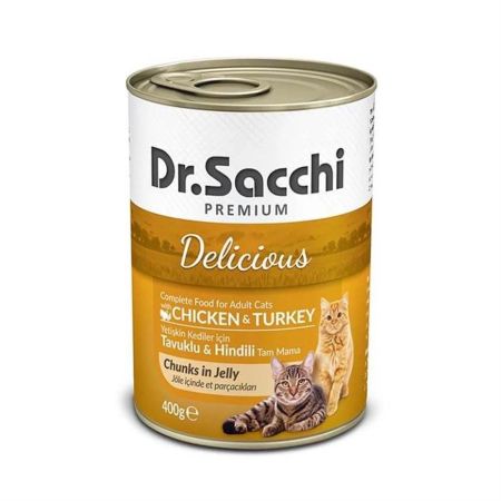 Dr. Sacchi Delicious Tavuklu Ve Hindili Yetişkin Kedi Konservesi 400 g