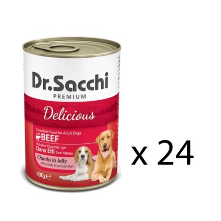 Dr. Sacchi Delicious Sığır Etli Köpek Konservesi  400 gr (24 Adet)