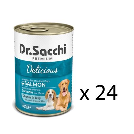 Dr. Sacchi Delicious Somonlu Köpek Konservesi  400 gr (24 Adet)