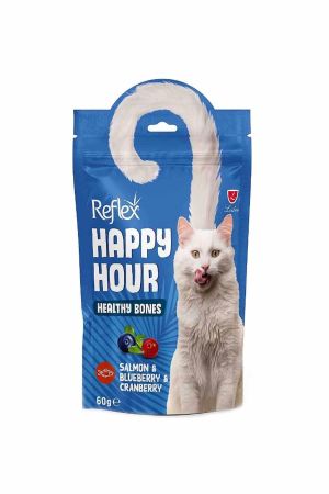 Reflex Happy Hour Somonlu Yabanmersinli Kızılcıklı Kemik Destekleyici Kedi Ödül Maması 60 Gr