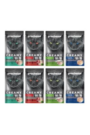 Prochoice Creamy Sıvı Kedi Ödülü 4x 15 gr x 8 Paket Karma Set (32 Li Karma Set)