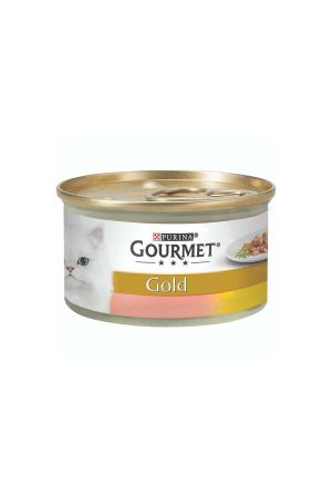 Gourmet Gold Parça Etli ve Soslu Somon ve Tavuklu Kedi Konserve Maması 85 Gr