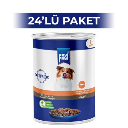 Paw Paw Jelly Somonlu Yetişkin Köpek Konserve Maması 400 gr 24 Adet