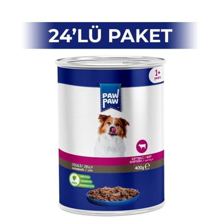 Paw Paw Jelly Bi̇ftekli̇ Yetişkin Köpek Konserve Maması 400 gr 24 Adet