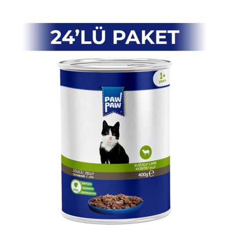 Paw Paw Jelly Kuzulu Yeti̇şki̇n Kedi̇ Konserve Maması 400 gr 24 Adet