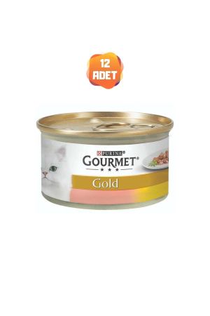 Gourmet Gold Parça Etli ve Soslu Somon ve Tavuklu Kedi Konserve Maması 85 Gr x 12 Adet