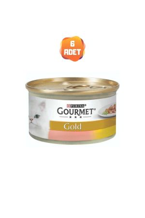 Gourmet Gold Parça Etli ve Soslu Somon ve Tavuklu Kedi Konserve Maması 85 Gr x 6 Adet