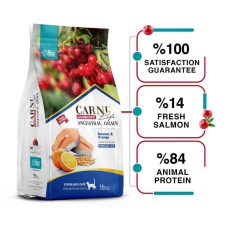 Carni Life Az Tahıllı Somon ve Portakallı Kısırlaştırılmış Kedi Maması 10+2 kg