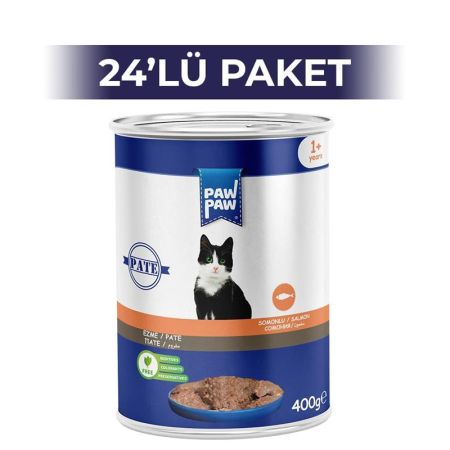 Paw Paw Pate Somonlu Yeti̇şki̇n Kedi̇ Konserve Maması 400 gr 24 Adet