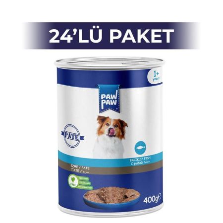 Paw Paw Pate Balıklı Yetişkin Köpek Konserve Maması 400 gr 24 Adet