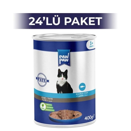 Paw Paw Pate Balıklı Yeti̇şki̇n Kedi̇ Konserve Maması 400 gr 24 Adet