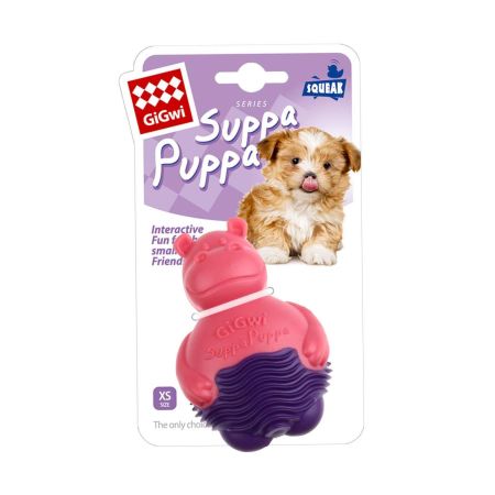 Gigwi Suppa Puppa Hipopotam Yavru Köpek Oyuncağı (XS) Pembe Mor