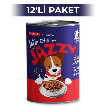 Dardanel Jazzy Sığır Etli Yetişkin Konserve Köpek Maması 400 gr 12 Adet