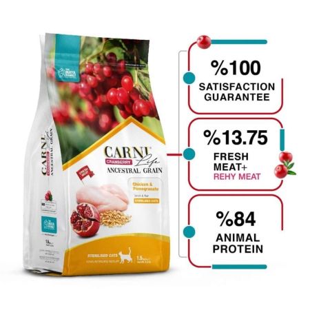 Carni Life Az Tahıllı Tavuk ve Narlı Kısırlaştırılmış Kedi Maması 10 kg