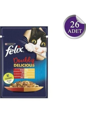 Felix Çifte Lezzet Sığır & Tavuklu Kedi Yaş Mama 85 Gr*26 Adet