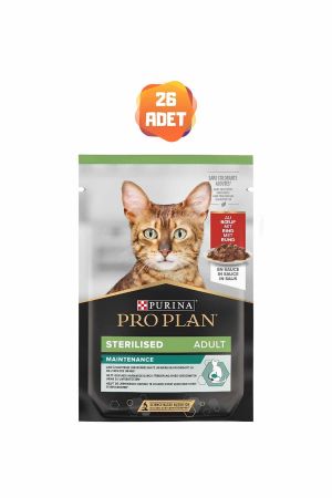 Pro Plan Biftekli Kısırlaştırılmış Yetişkin Kedi Yaş Maması 85 Gr x 26 Adet