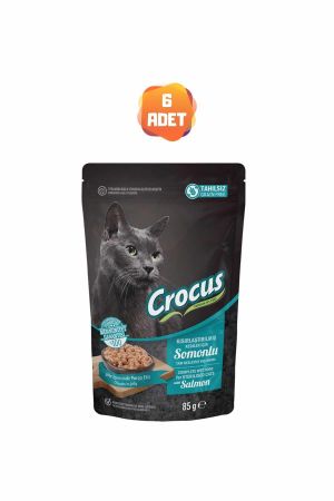 Crocus Tahılsız Somonlu Jöleli Kısırlaştırılmış Kedi Konserve Maması 85 Gr x 6 Adet