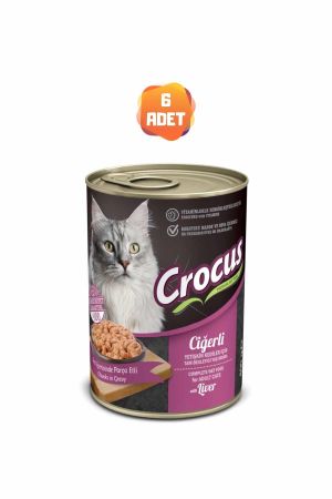 Crocus Ciğerli Yetişkin Kedi Konserve Maması 400 Gr x 6 Adet