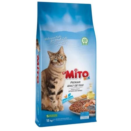 Mito Mix Tavuklu ve Balıklı Yetişkin Kedi Maması 15 kg