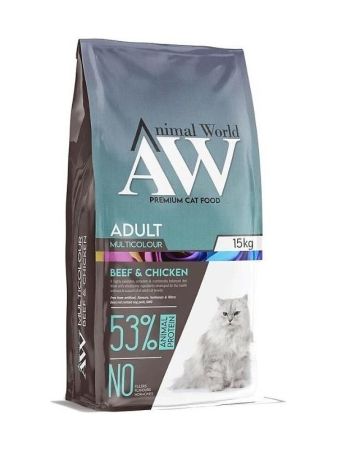 Animal World Beef & Chicken Yetişkin Kedi Maması 15 kg