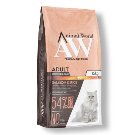Animal World Somonlu ve Pirinçli Kısırlaştırılmış Yetişkin Kedi Maması 15 kg