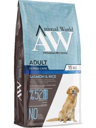 Animal World Derma Care Somonlu ve Pirinçli Yetişkin Köpek Maması 15 KG