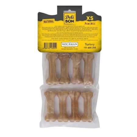 DELİBON DERİ PRES KEMİK 7CM XS BOY 8Lİ PAKET NATUREL 7CMX8AD.