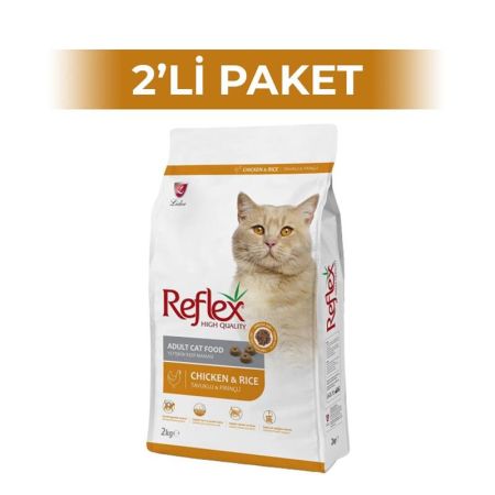 Reflex Tavuklu ve Pirinçli Yetişkin Kedi Maması 2 kg 2 Adet
