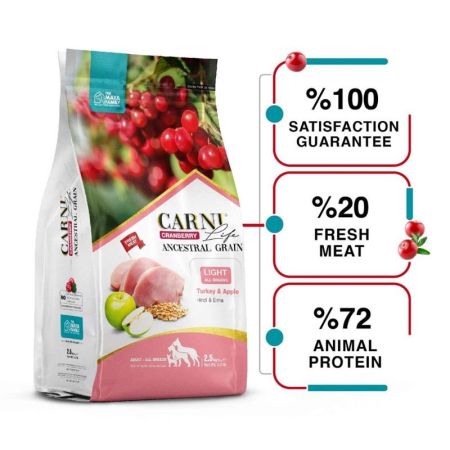 Carni Life Hindi Etli ve Elmalı Yetişkin Light Köpek Maması 2,5 kg