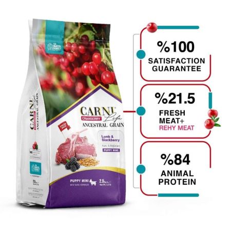 Carni Life Kuzu Etli ve Böğürtlenli Mini Irk Yavru Köpek Maması 2,5 kg
