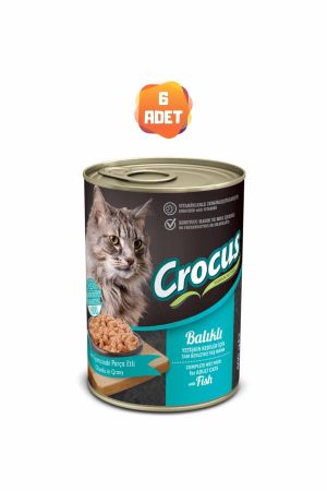 Crocus Balıklı Yetişkin Kedi Konserve Maması 400 Gr x 6 Adet