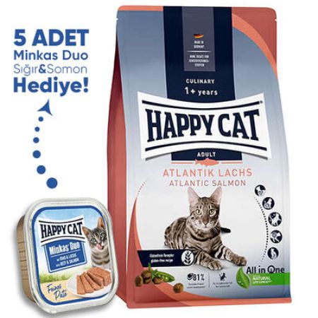 Happy Cat Atlantic Lachs Somonlu Kedi Maması 10 Kg + 5 Adet Happy Cat 100 Gr
