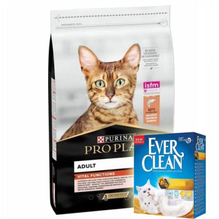 Pro Plan Somonlu Kedi Maması 10 Kg + Everclean 10 Lt Kedi Kumu